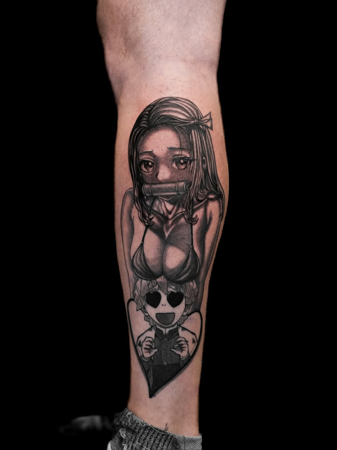 Tattoo by @wenghiskhan_tattoos — anime, black_and_grey