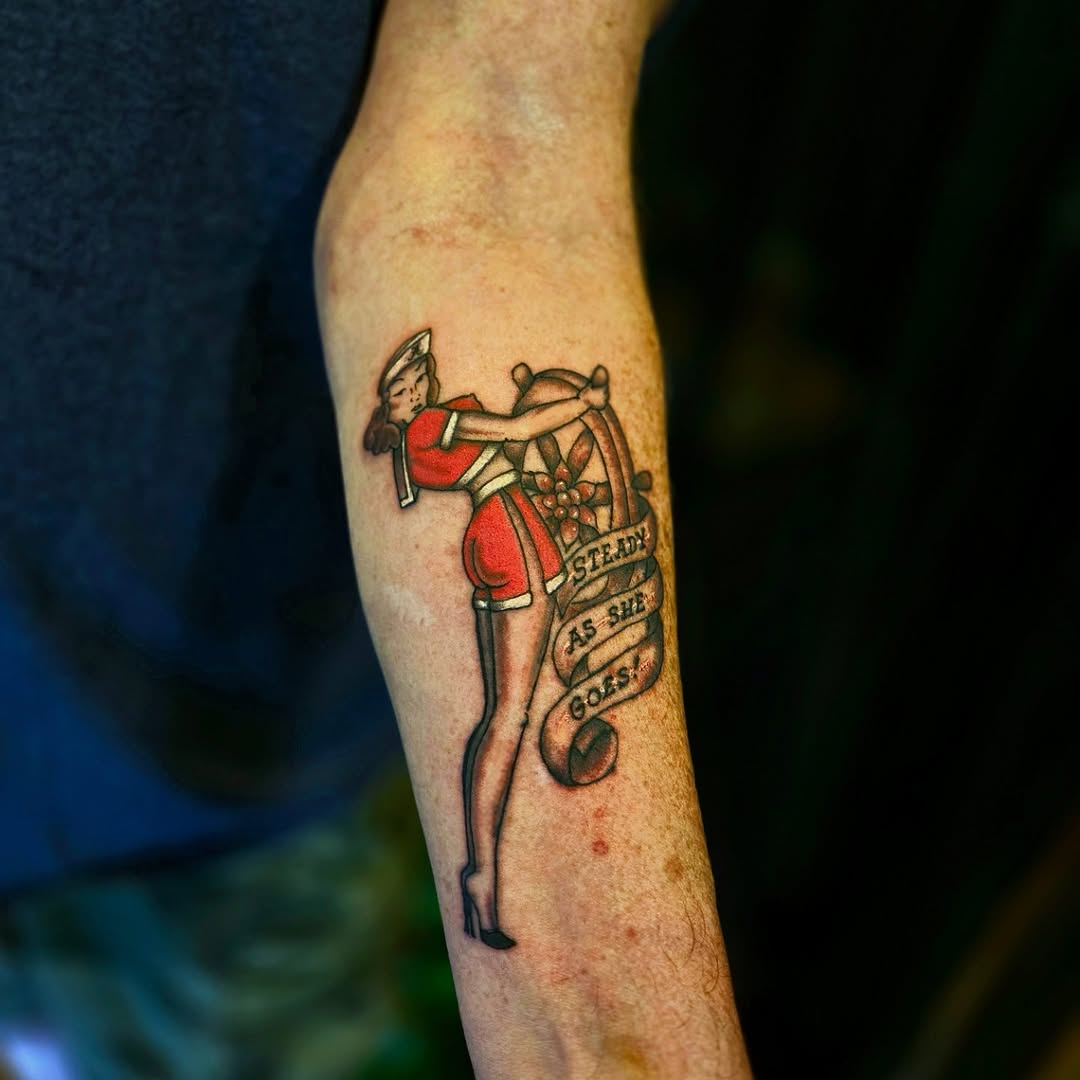 Tattoo by @americana_renegade — american_traditional, lettering_script