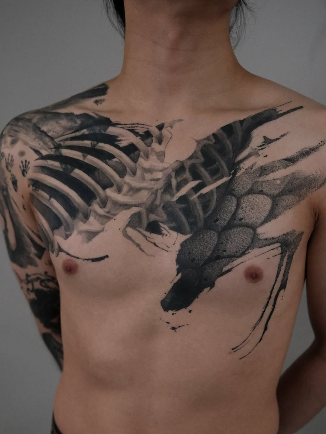 Tattoo by @who_is_ryu — black_and_grey, trash_polka