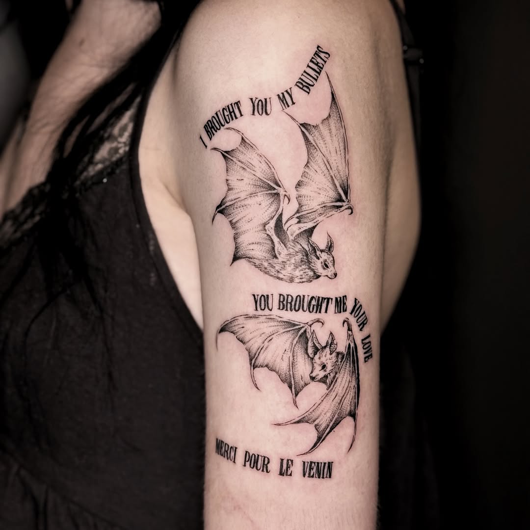 Tattoo by @killjoystabs — black_and_grey, lettering_script