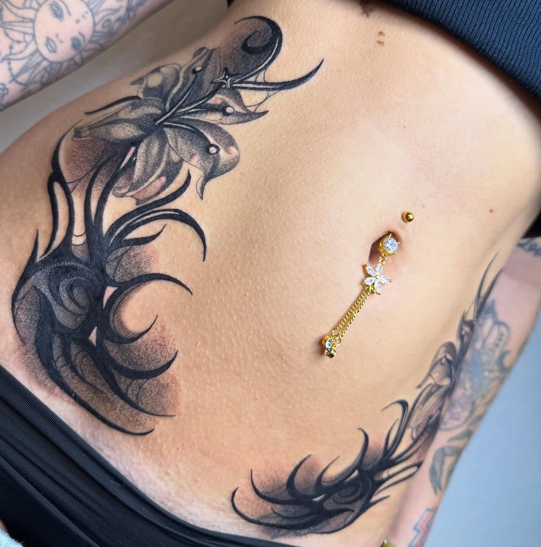 Tattoo by @molly.m.tattoo — black_and_grey, ornamental