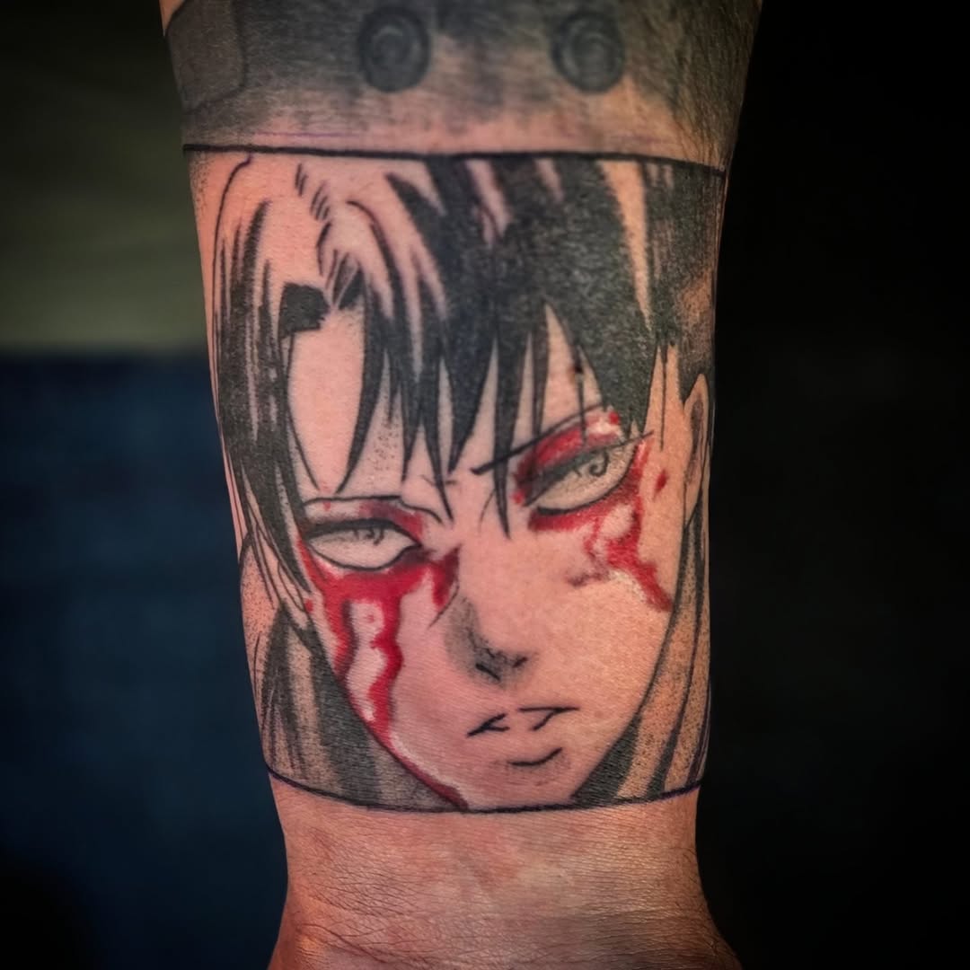 Tattoo by @phatboi915 โ anime, black_and_grey