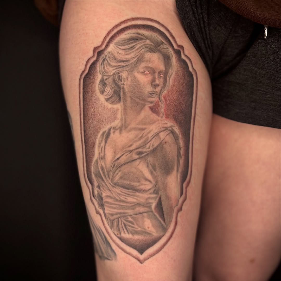 Tattoo by @brixtatts β realism, black_and_grey