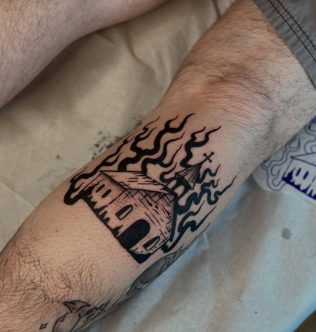 Tattoo by @grimefrogtattoos — blackwork, ignorant