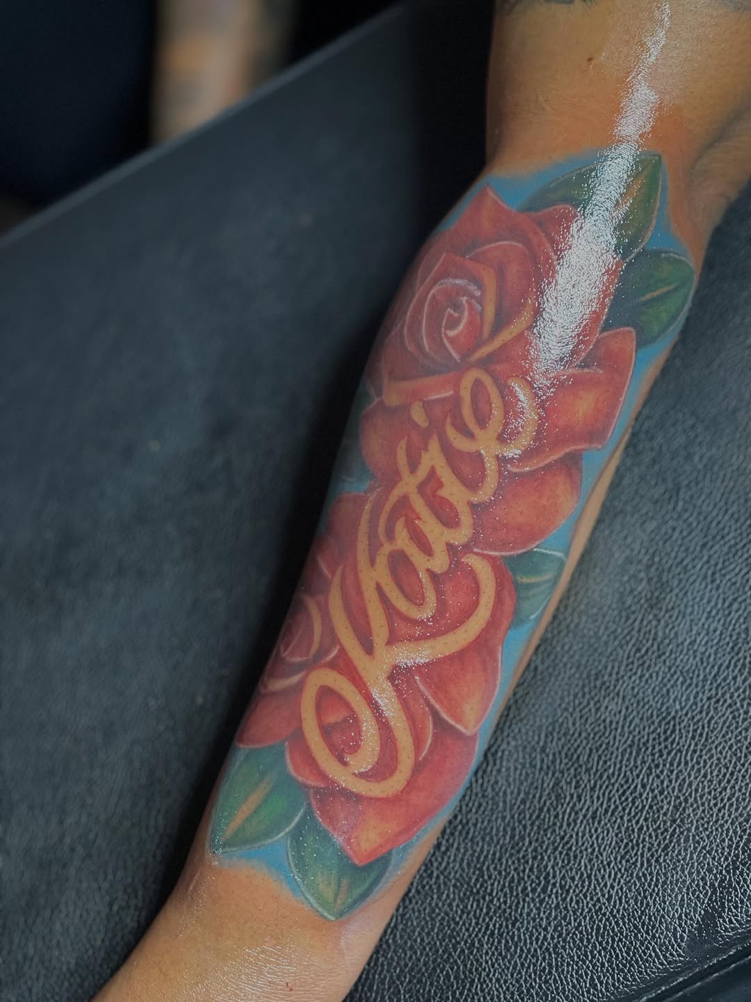 Tattoo by @da_madtatter — lettering_script, illustrative