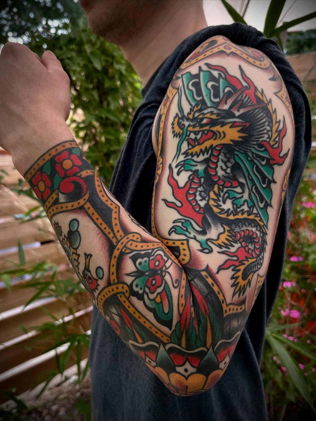 Tattoo by @t_hundahl — american_traditional, japanese_irezumi