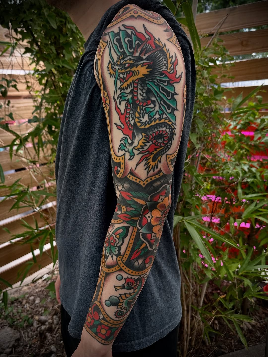 Tattoo by @t_hundahl — american_traditional, japanese_irezumi