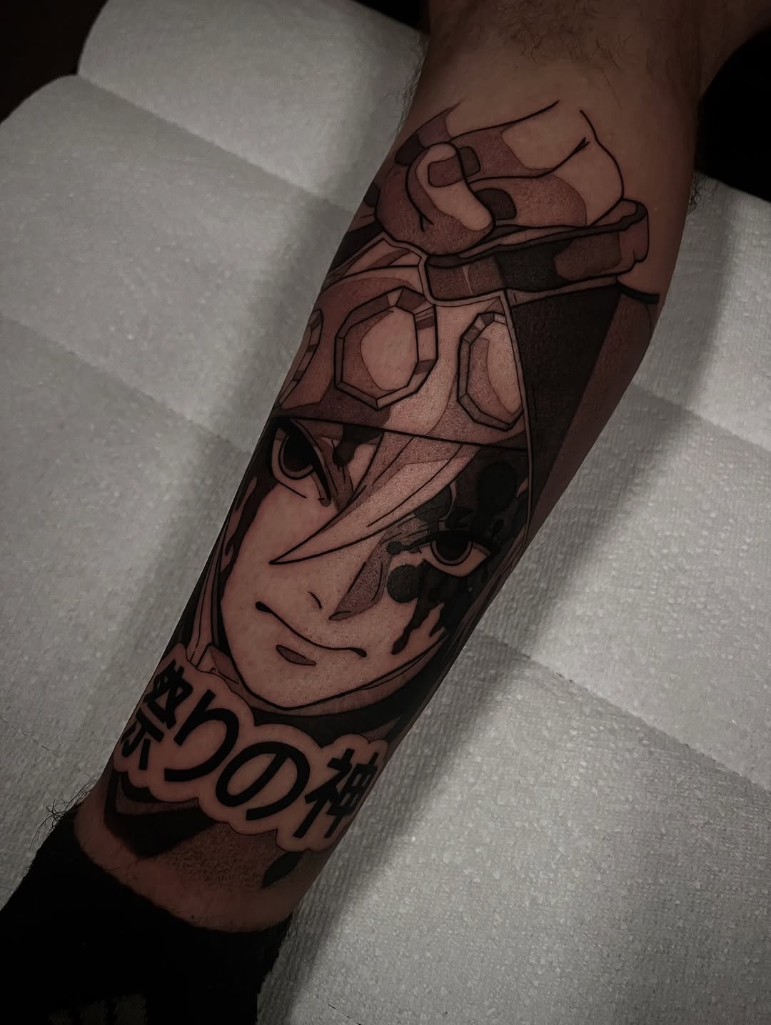 Tattoo by @bingtattoos — anime, black_and_grey
