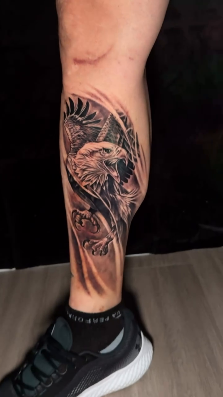 Tattoo by @kodi_tattoo — realism, black_and_grey