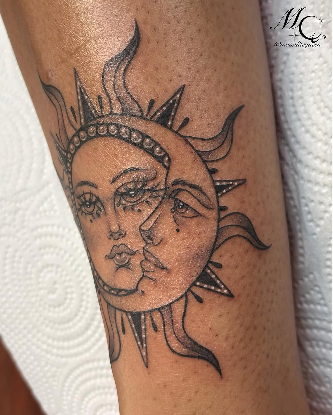 Tattoo by @moonlitequeentattooist — black_and_grey, realism