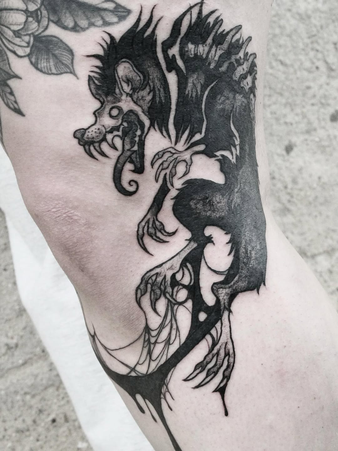 Tattoo by @blackmeddle — blackwork, illustrative