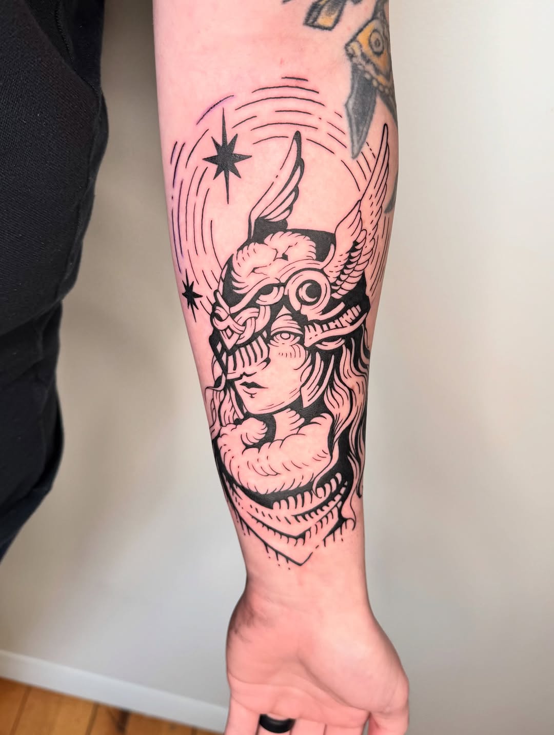 Tattoo by @sooji.tattoo — blackwork, illustrative
