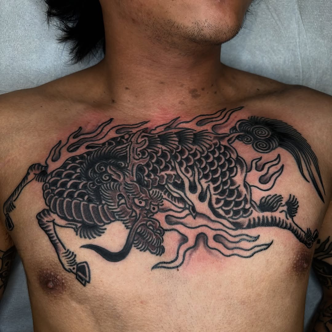 Tattoo by @isantotattoo — japanese_irezumi, black_and_grey
