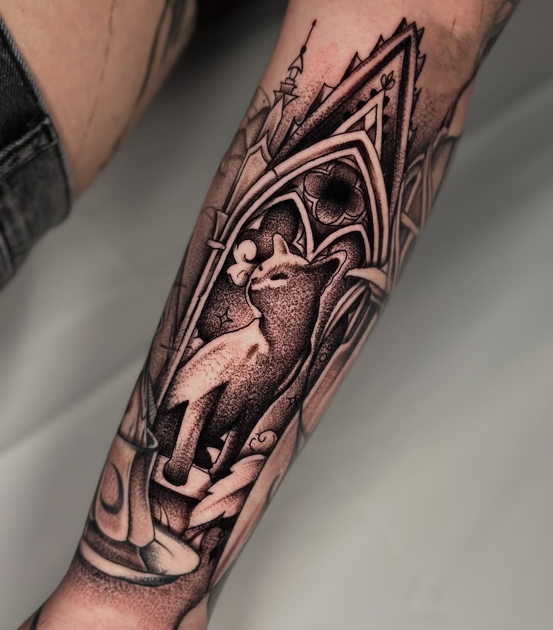 Tattoo by @coldbratpokes — dotwork, black_and_grey