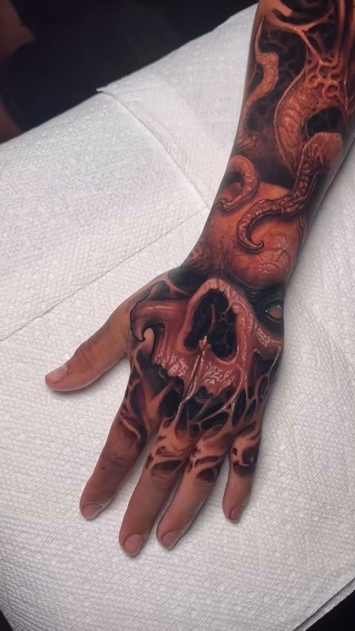 Tattoo by @aaronmtattoos — dark_realism, blackwork