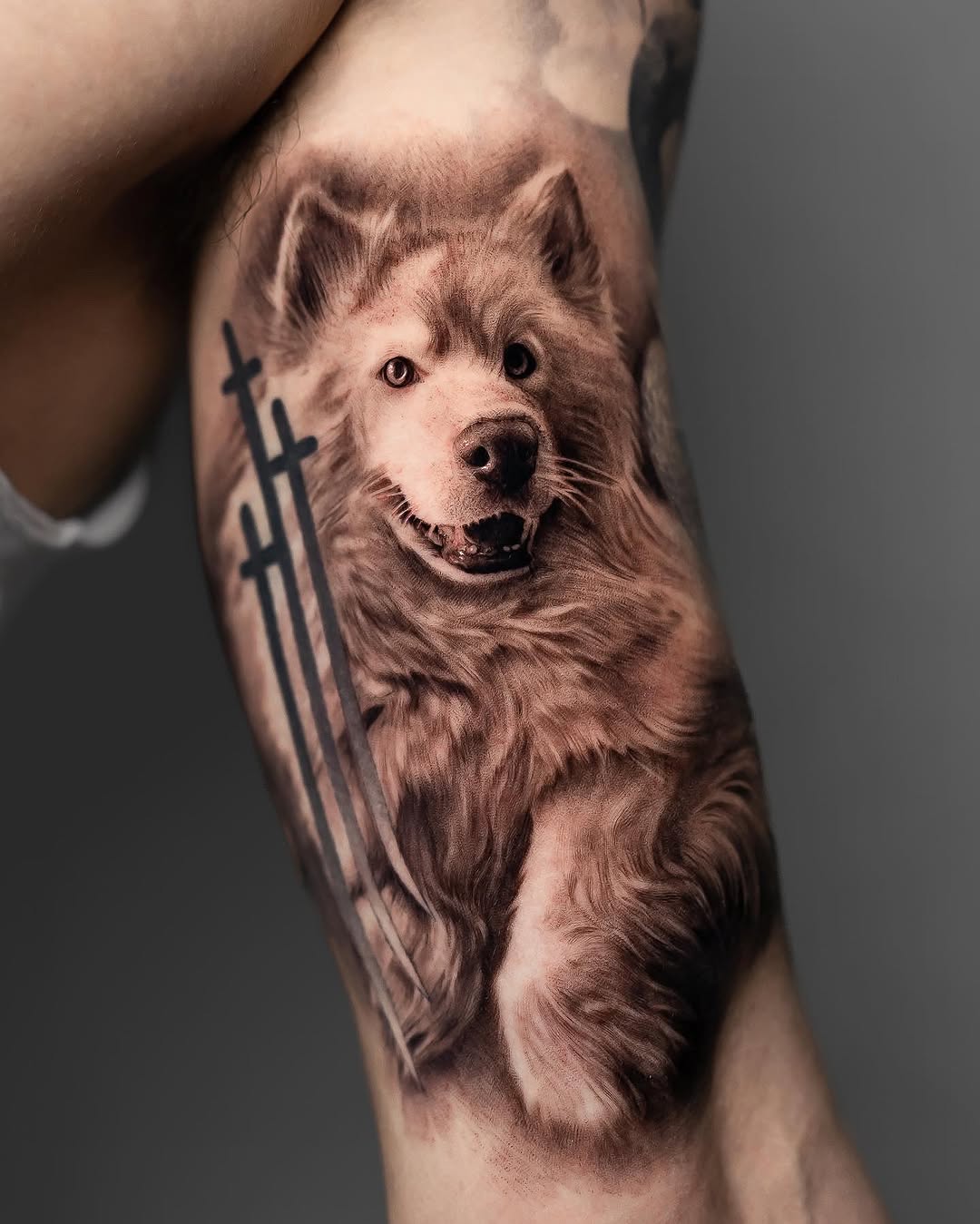 Tattoo by @gionastarace_tattoo โ realism, black_and_grey
