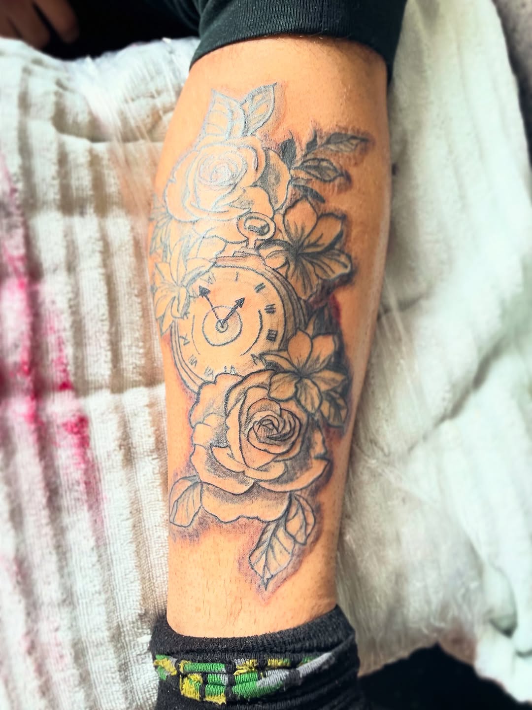 Tattoo by @inguanzoink_ — black_and_grey, realism
