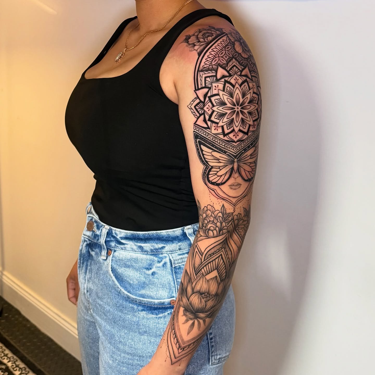 Tattoo by @ivyleetattoo — geometric, black_and_grey