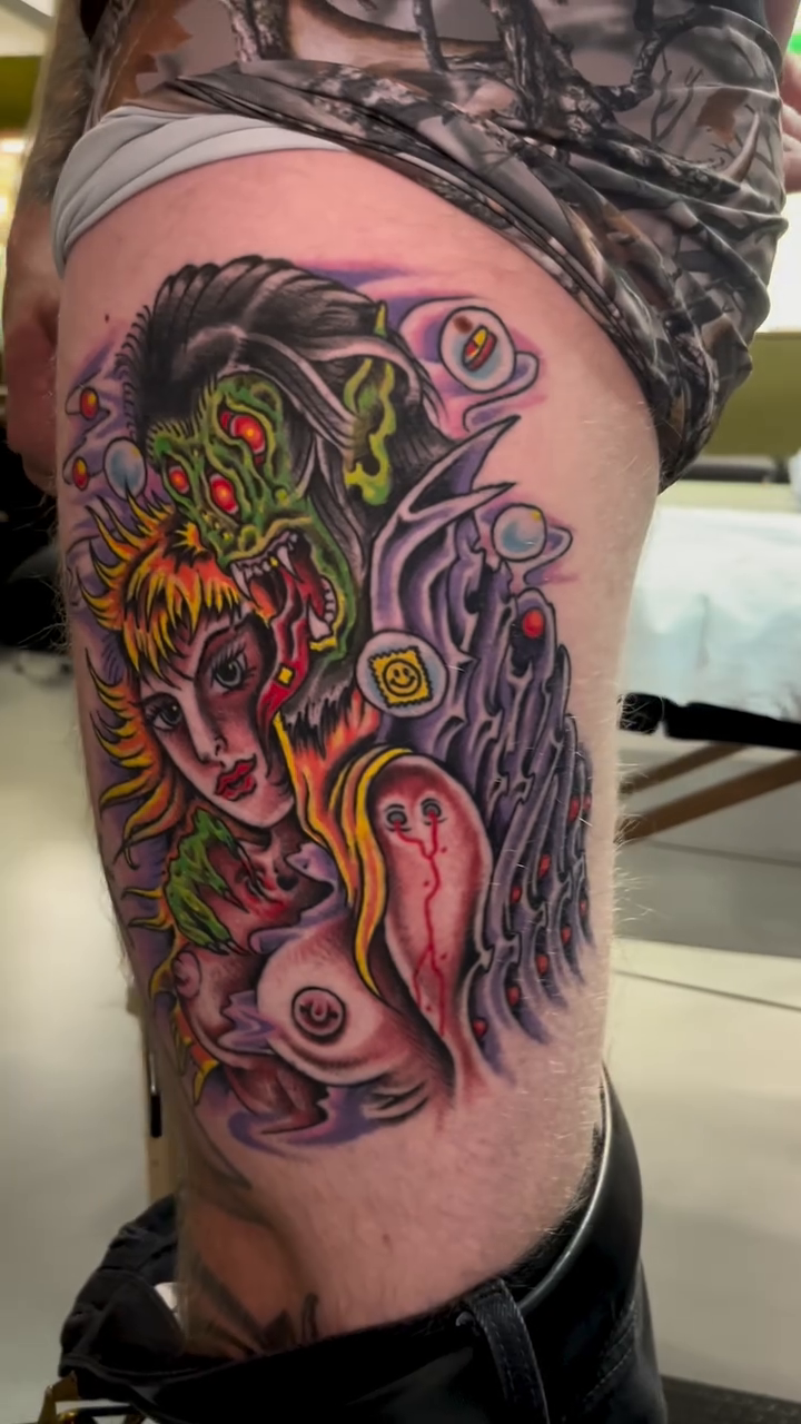 Tattoo by @greenup.tat2 — neo_traditional, trash_polka