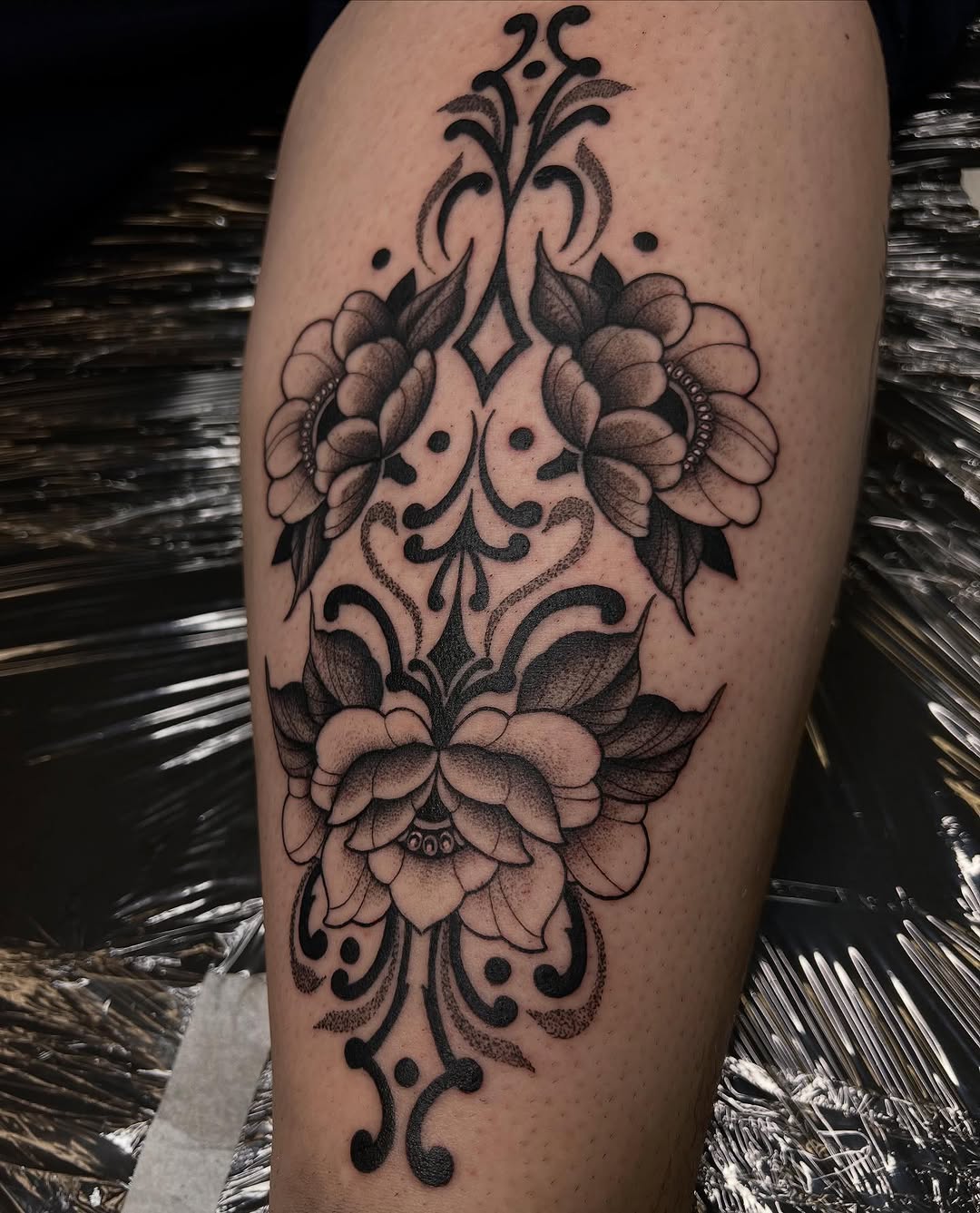 Tattoo by @molliecooltattoos — ornamental, dotwork