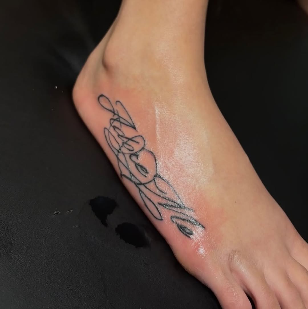 Tattoo by @mciinks — lettering_script, fine_line