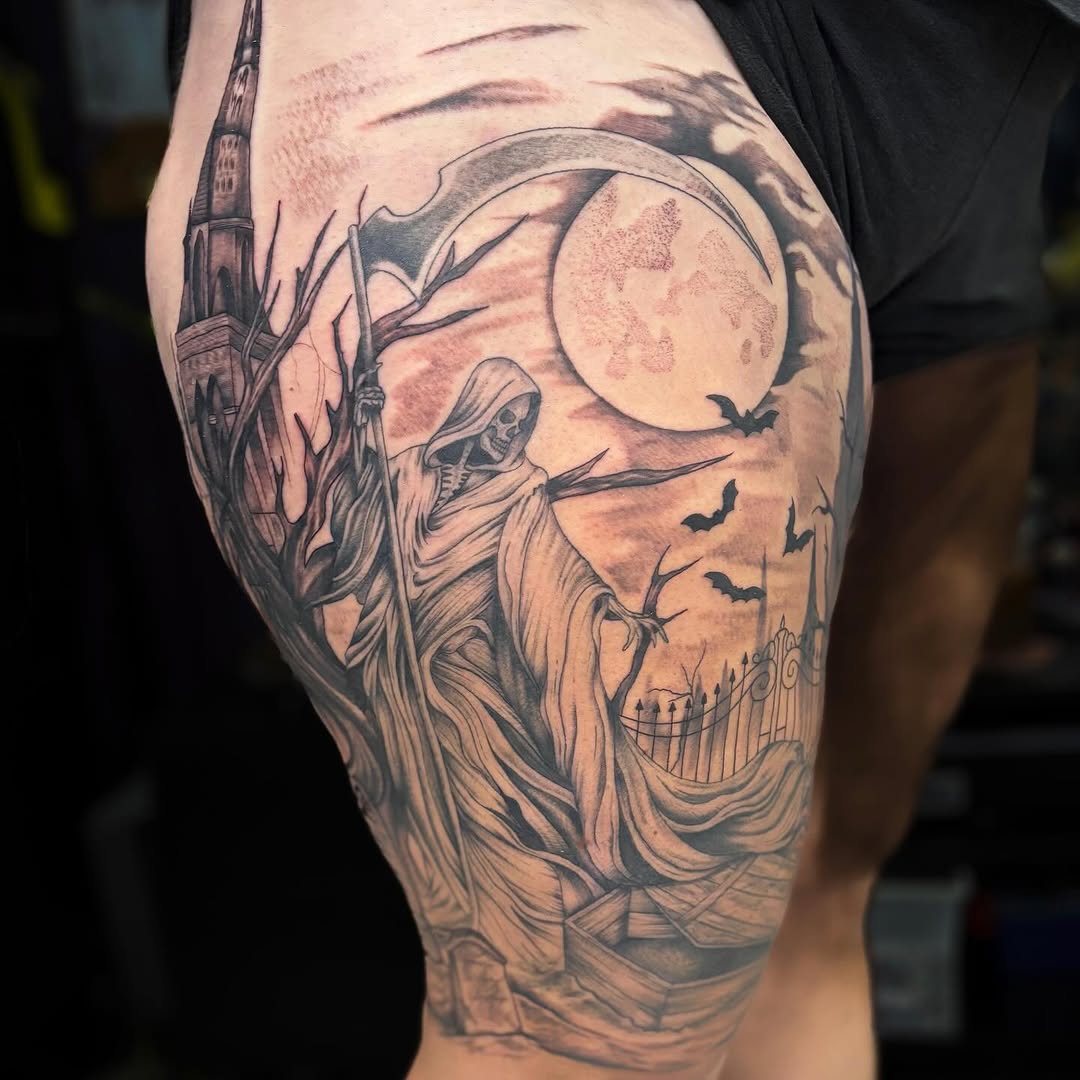 Tattoo by @uglyrileytattoo โ black_and_grey, realism