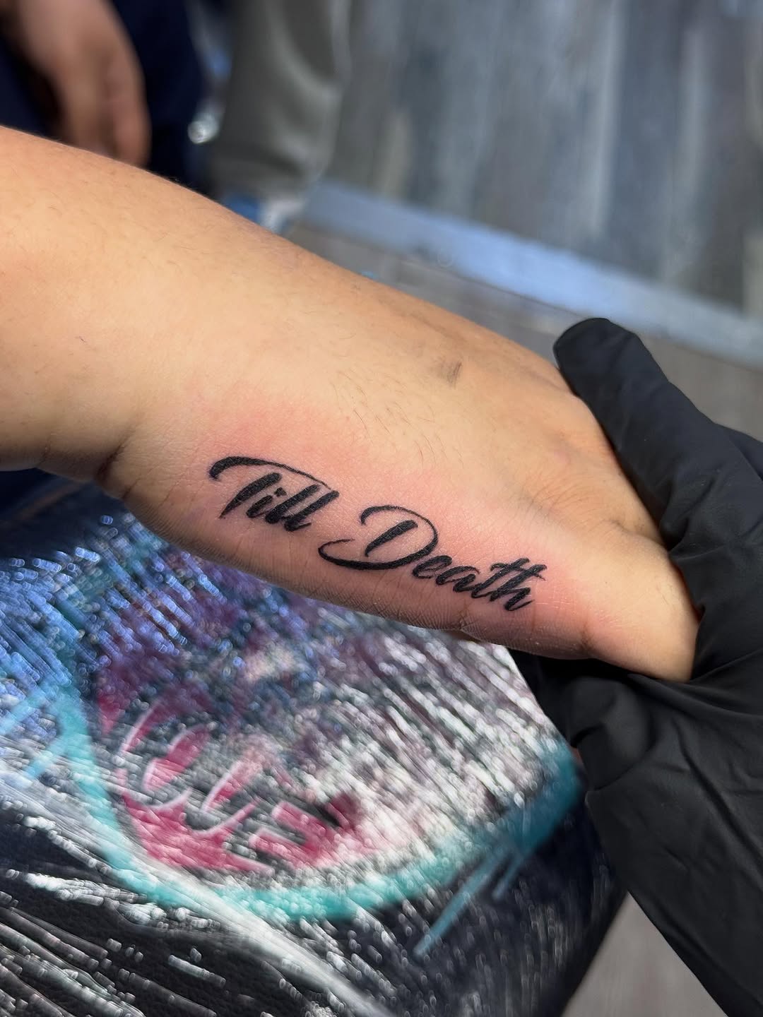 Tattoo by @leftnito โ lettering_script, fine_line