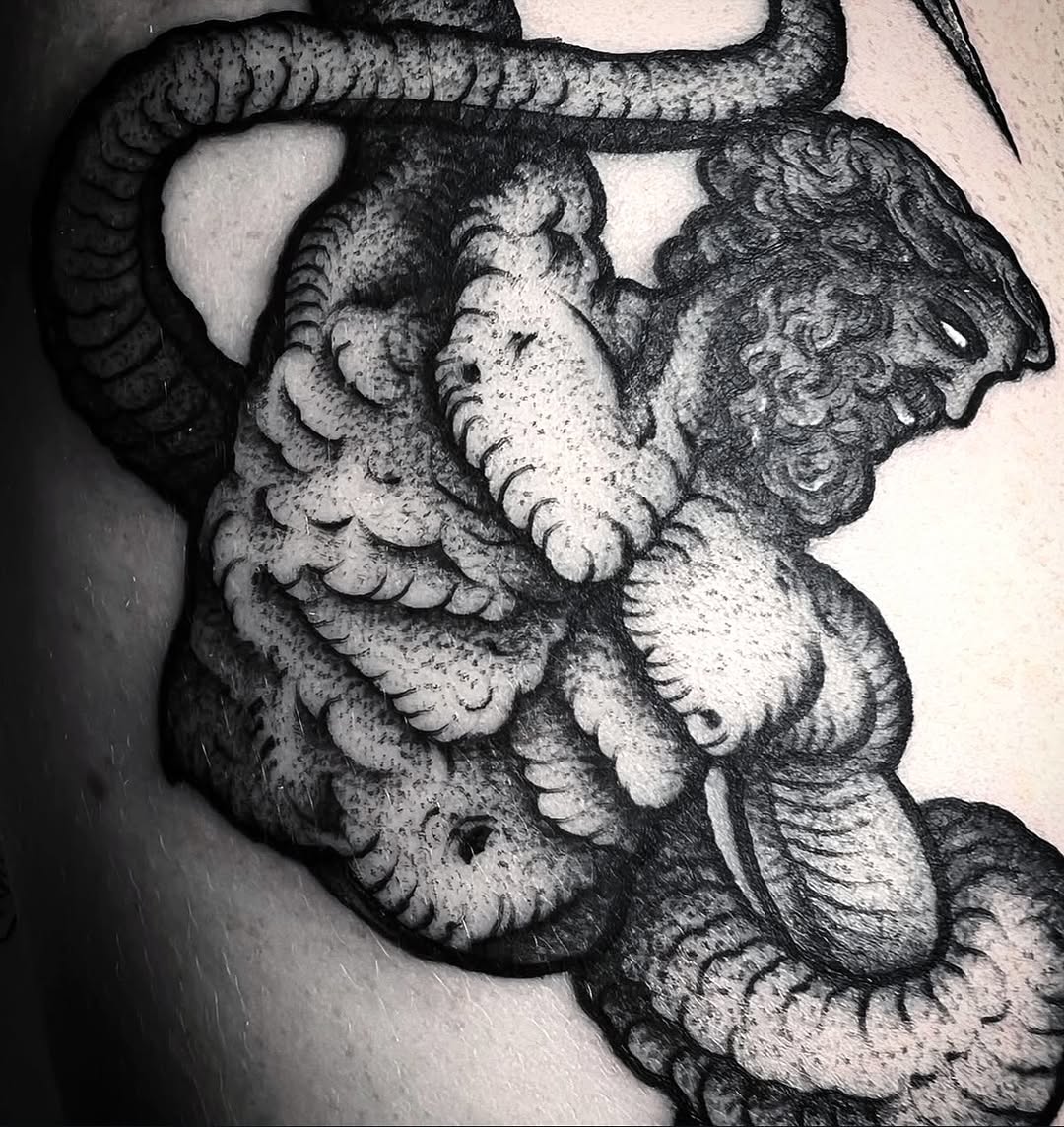 Tattoo by @jaredxhughes — black_and_grey, dotwork