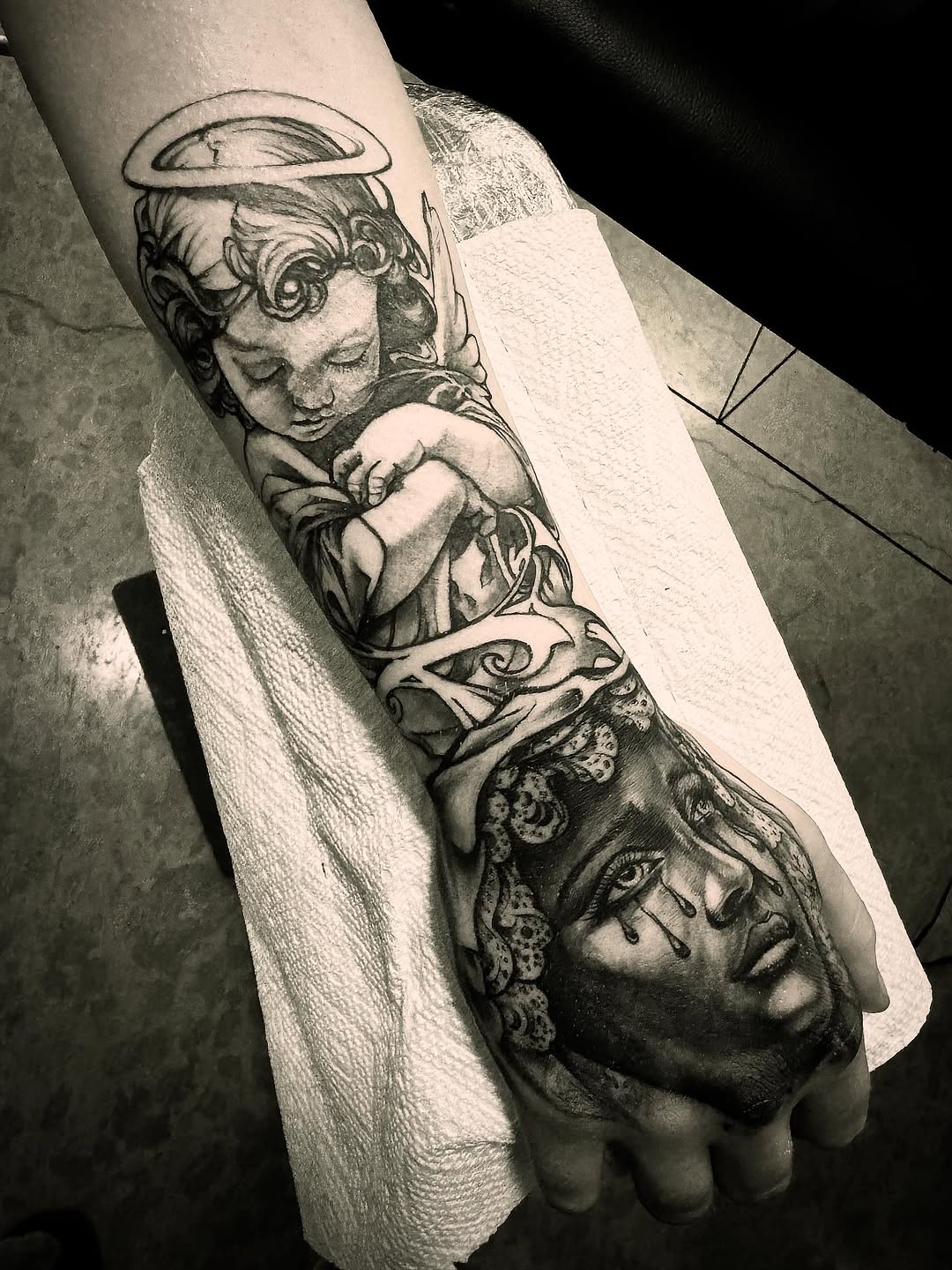 Tattoo by @inkhazmat — realism, black_and_grey