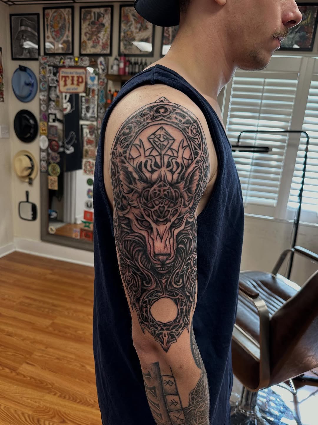 Tattoo by @tattooedwalnut — black_and_grey, geometric