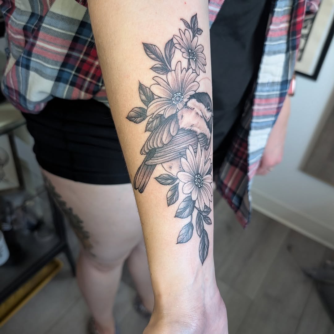 Tattoo by @cabinfevertattoo โ realism, black_and_grey