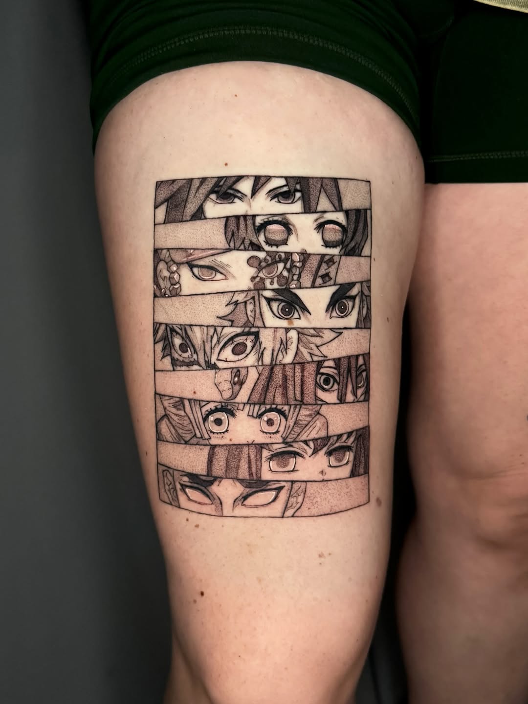 Tattoo by @gill_tattoos — anime, black_and_grey