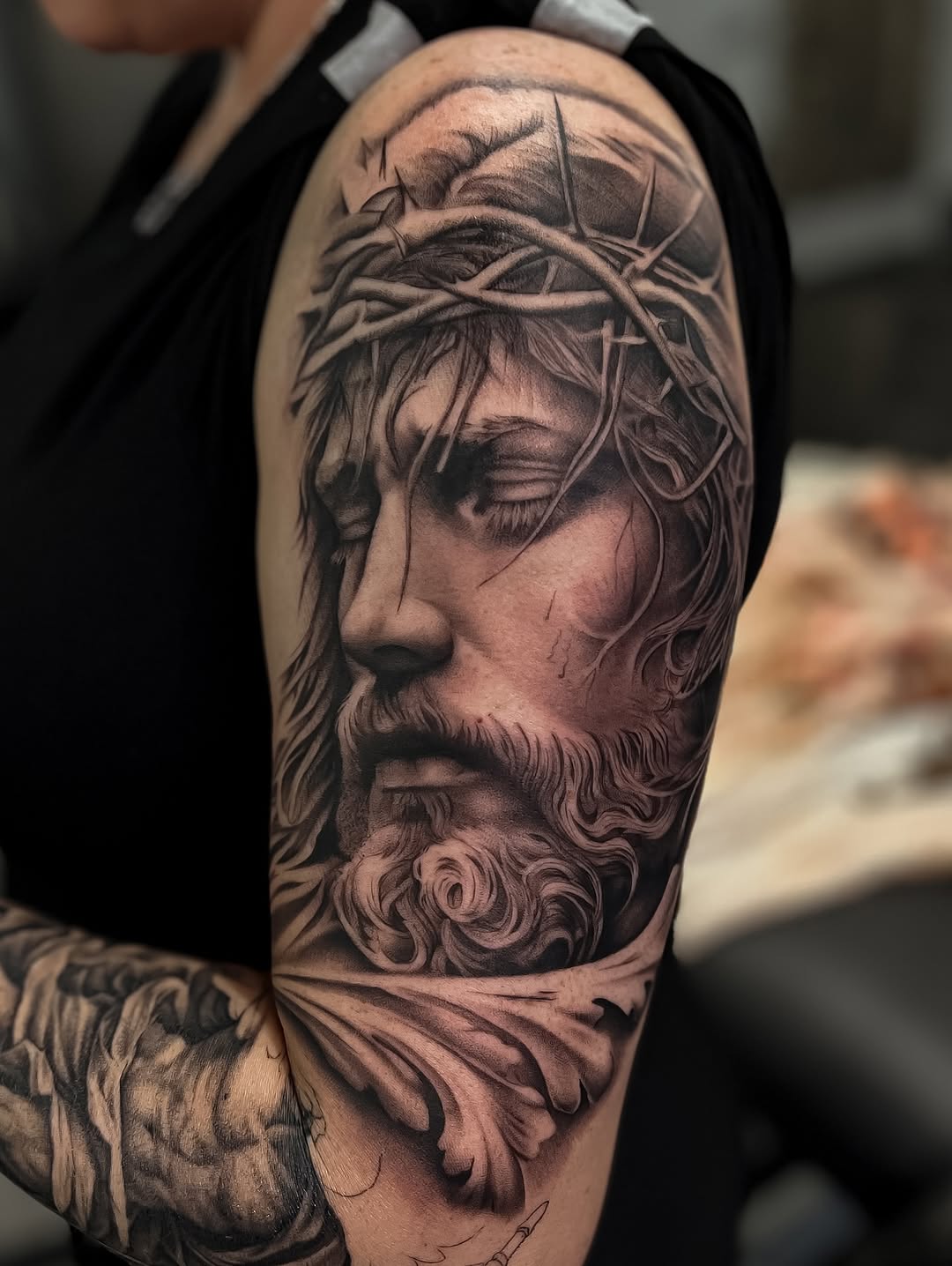 Tattoo by @meretattoos β realism, black_and_grey