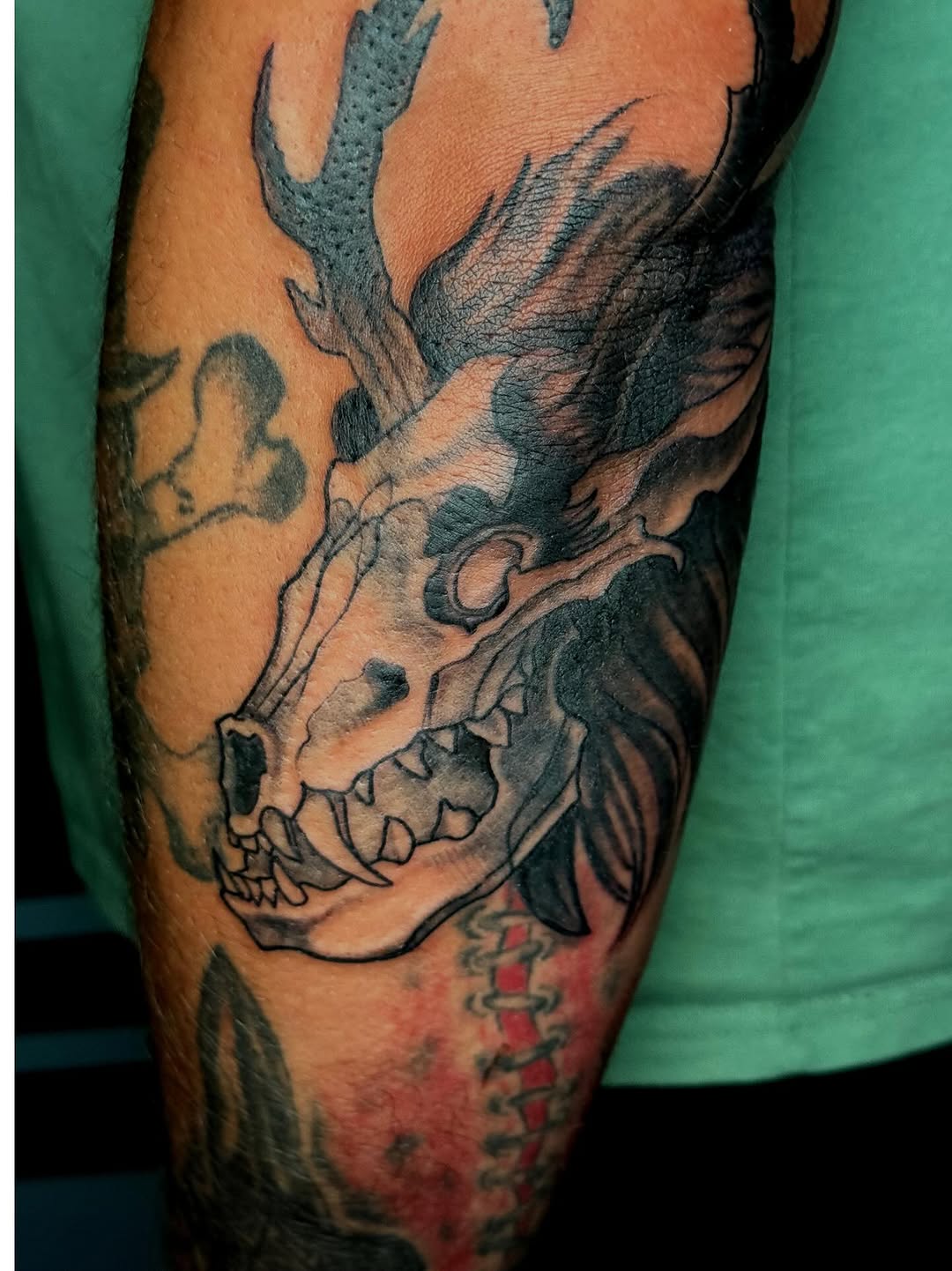 Tattoo by @artworkbyreece — black_and_grey, dark_realism