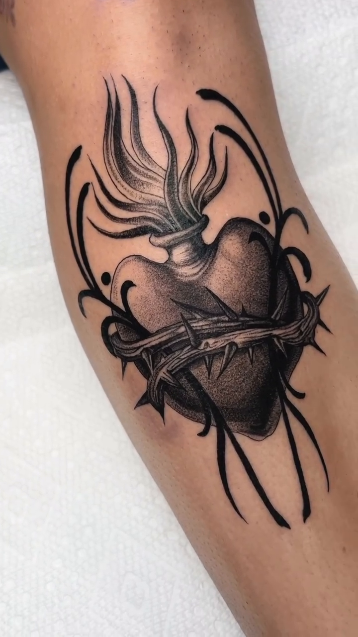 Tattoo by @dannonphantom — black_and_grey, dark_realism