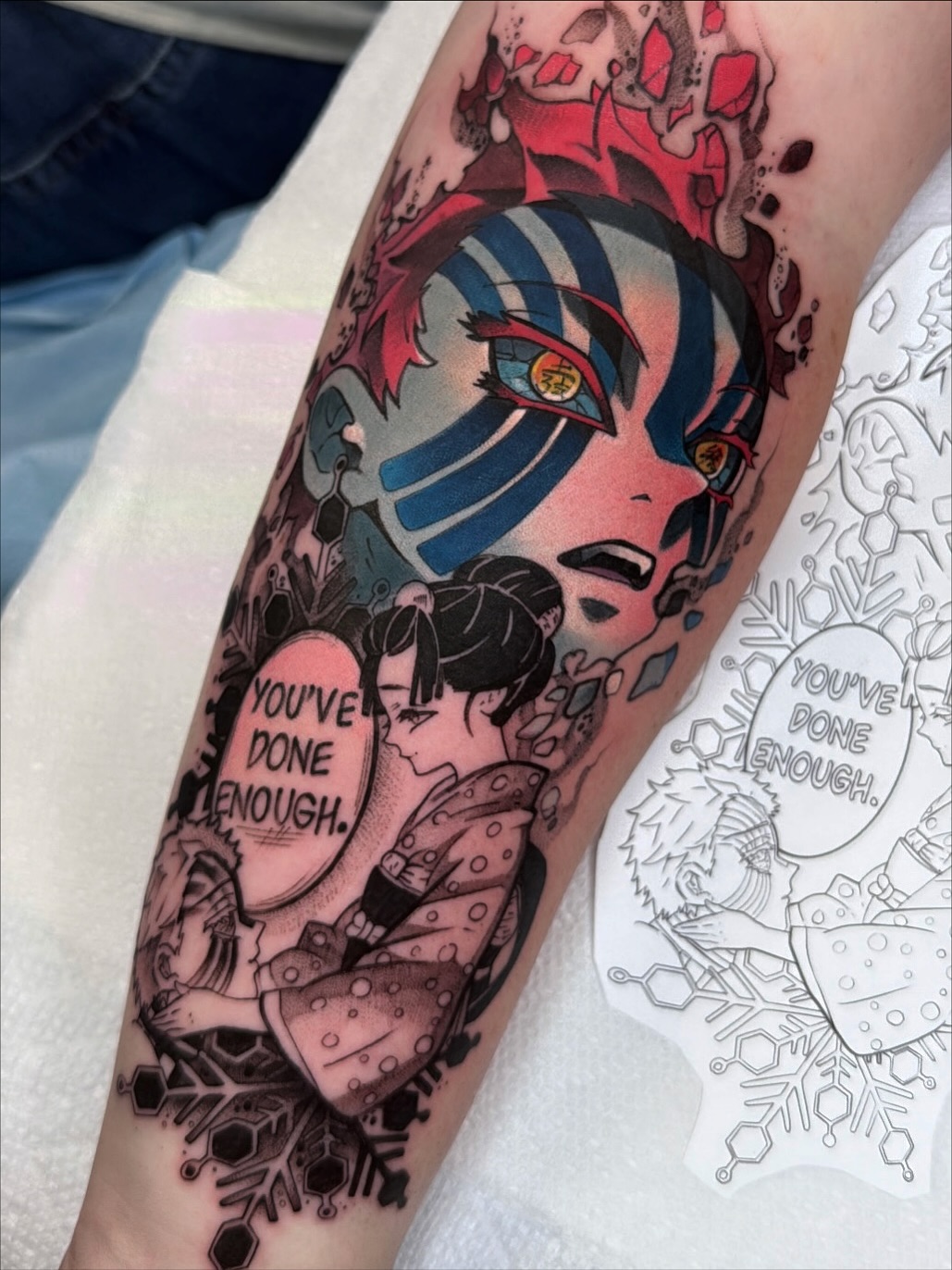 Tattoo by @karaxklenk — anime, black_and_grey