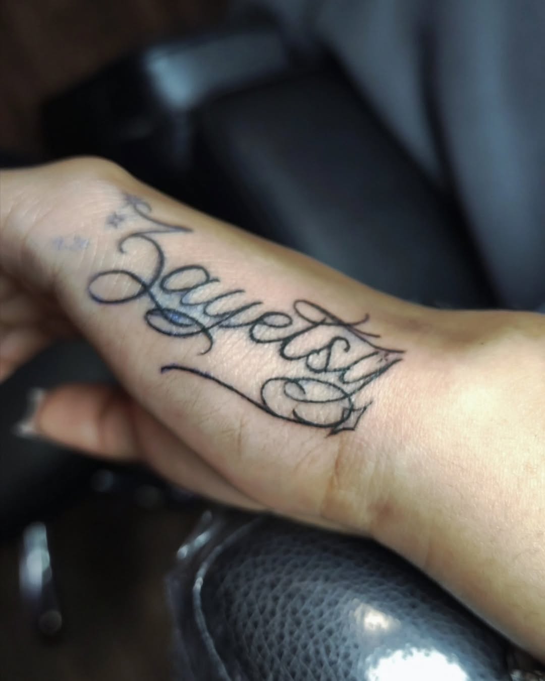 Tattoo by @inkw.ivy — lettering_script, fine_line