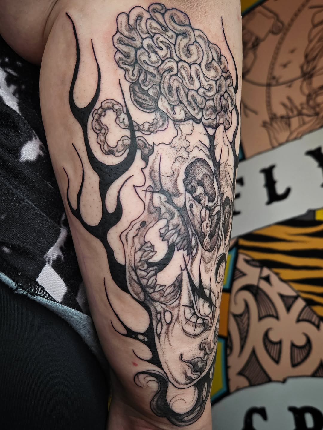 Tattoo by @pin.poked_ β black_and_grey, dark_realism