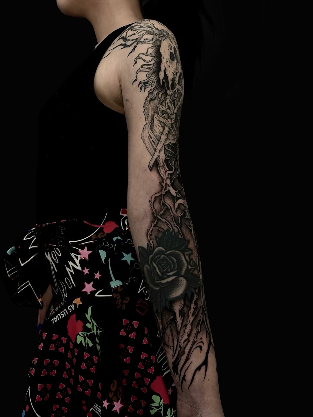 Tattoo by @ariusink โ dark_realism, black_and_grey