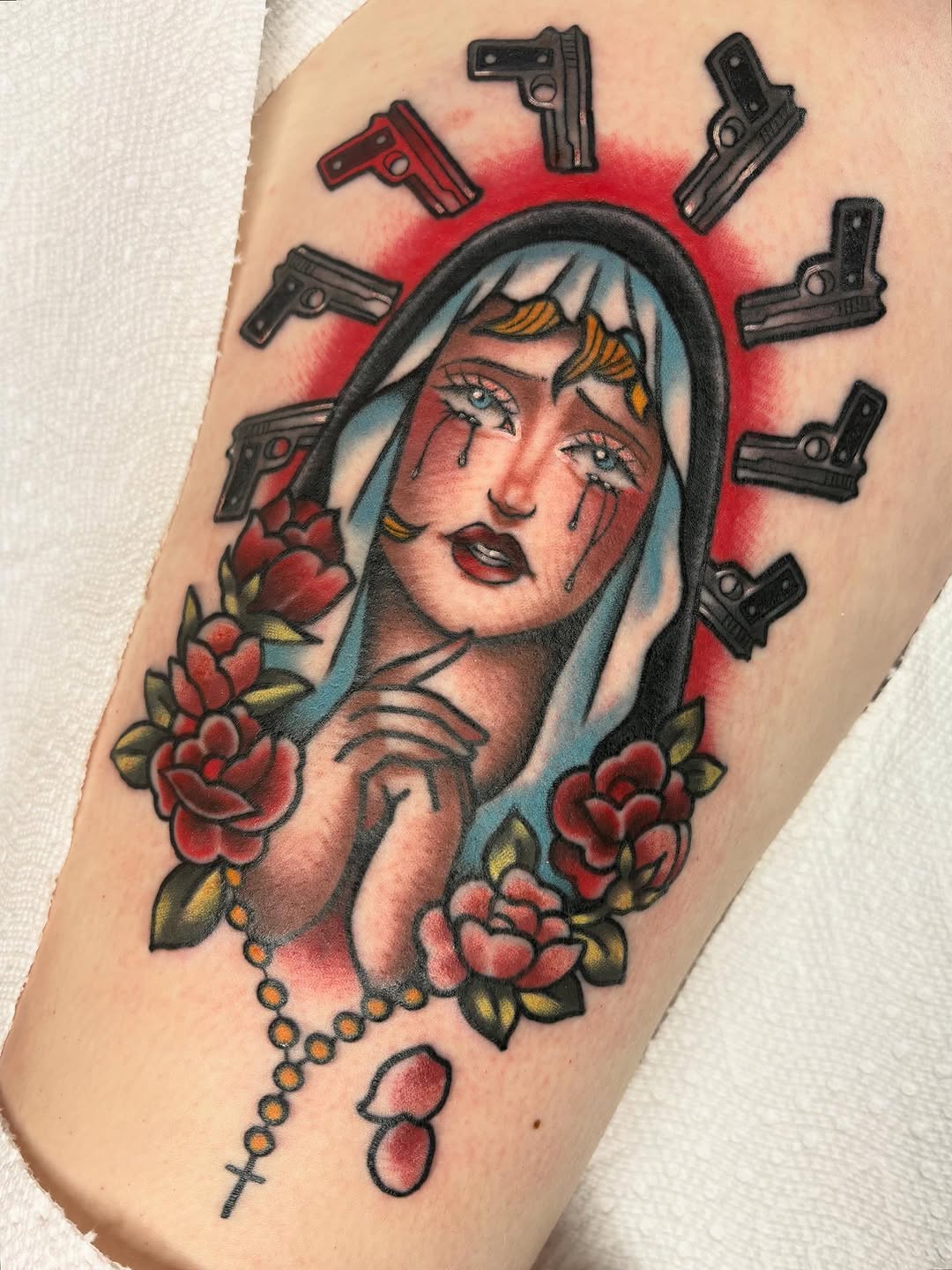 Tattoo by @bailey.parke — american_traditional, trash_polka