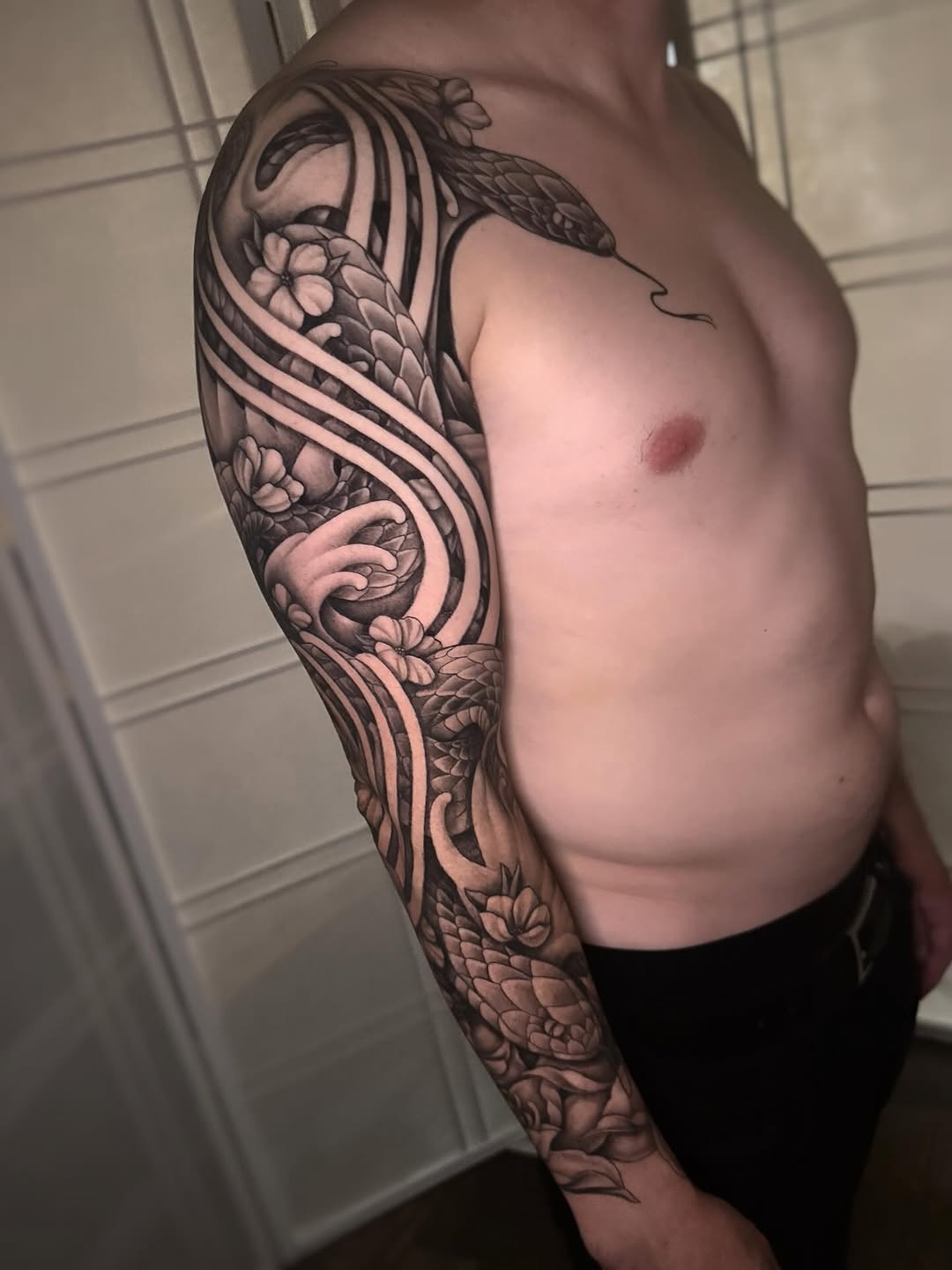 Tattoo by @tattooedbyrose — japanese_irezumi, black_and_grey