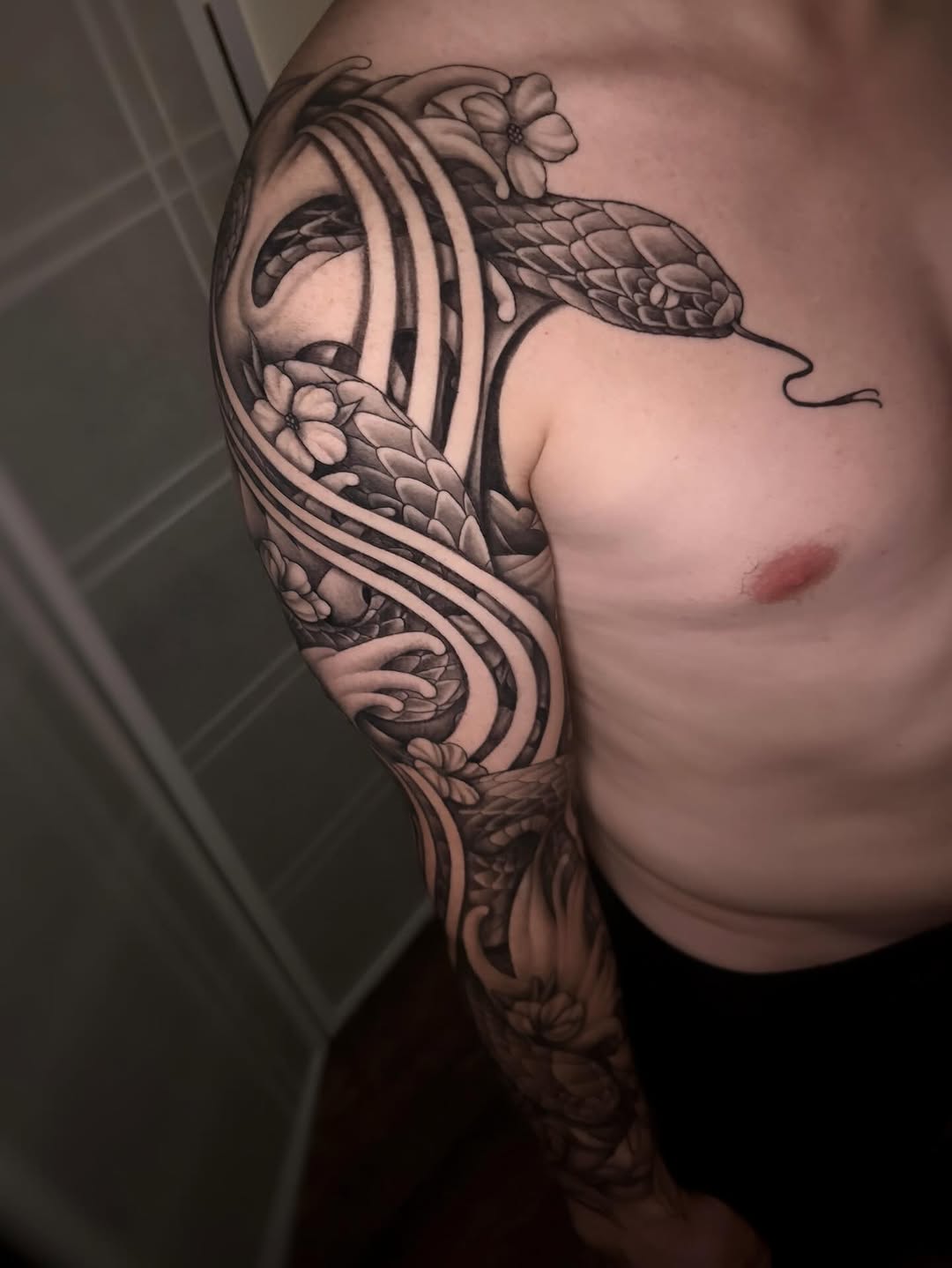 Tattoo by @tattooedbyrose — japanese_irezumi, black_and_grey