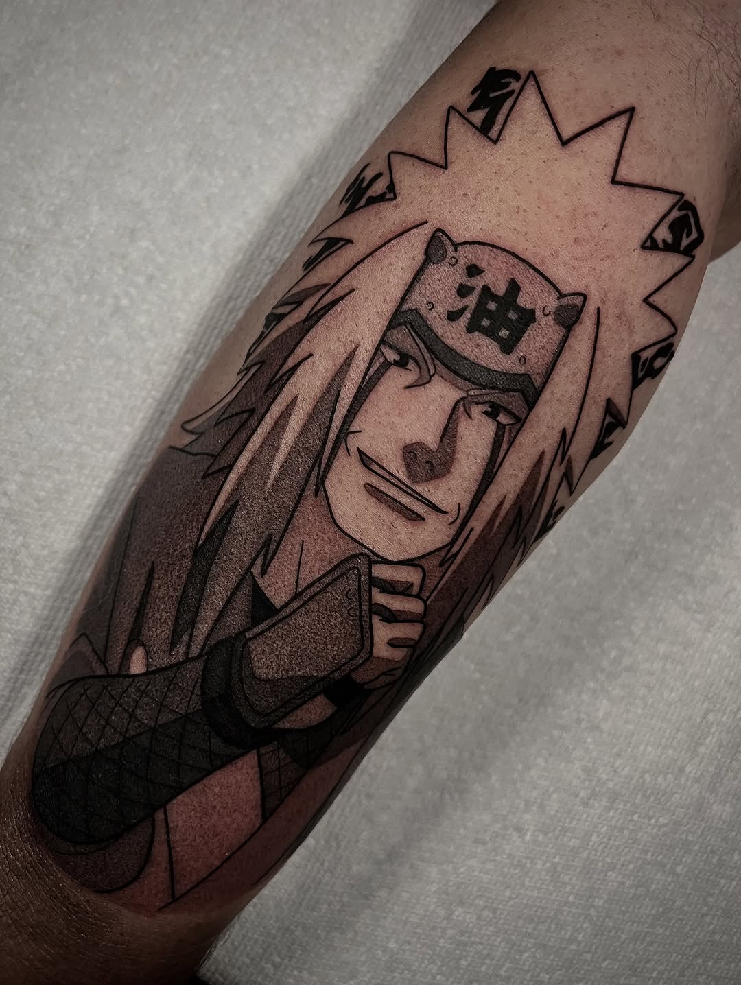 Tattoo by @bingtattoos — anime, black_and_grey