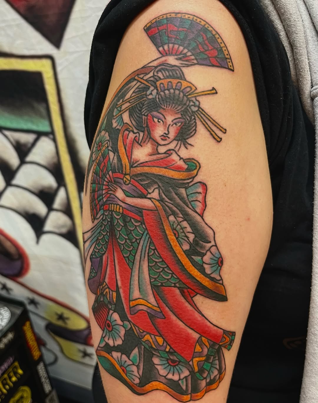 Tattoo by @ghostshipetattoos — japanese_irezumi, american_traditional
