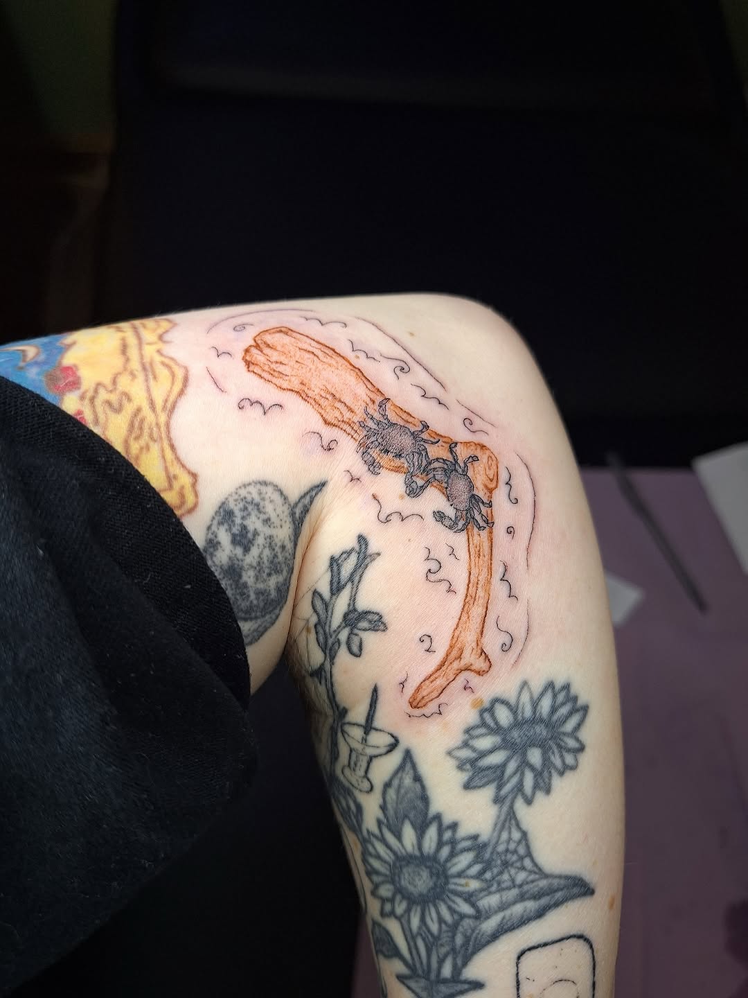 Tattoo by @mooonsnail — illustrative, dotwork