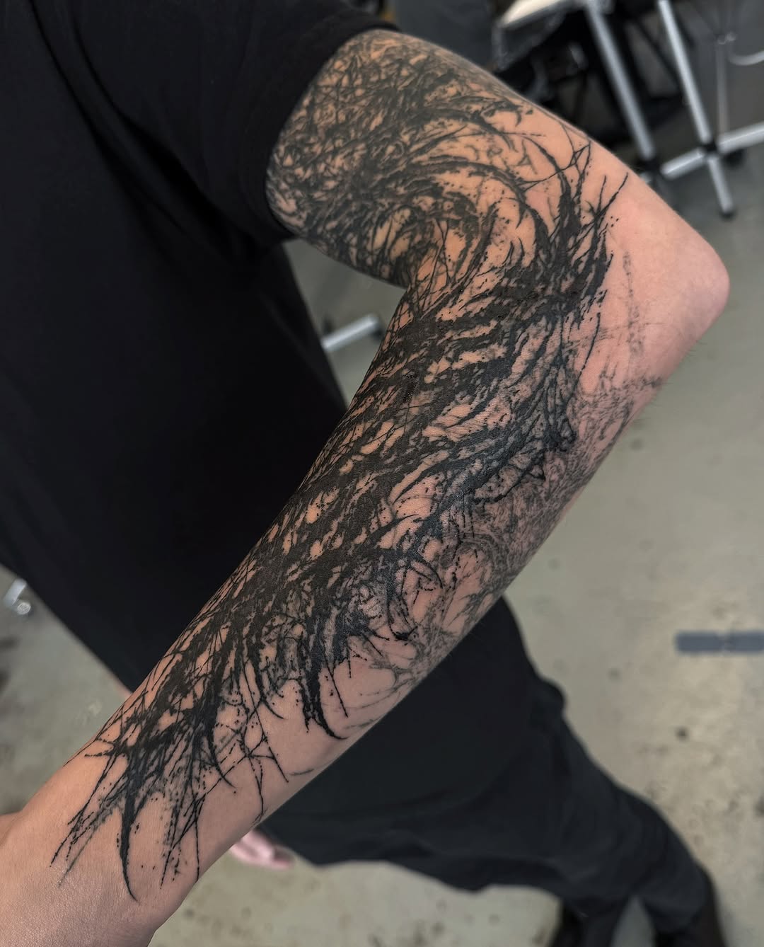 Tattoo by @miserymilkshake — blackwork, illustrative