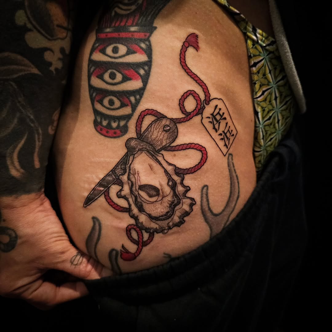 Tattoo by @ouchieink — black_and_grey
