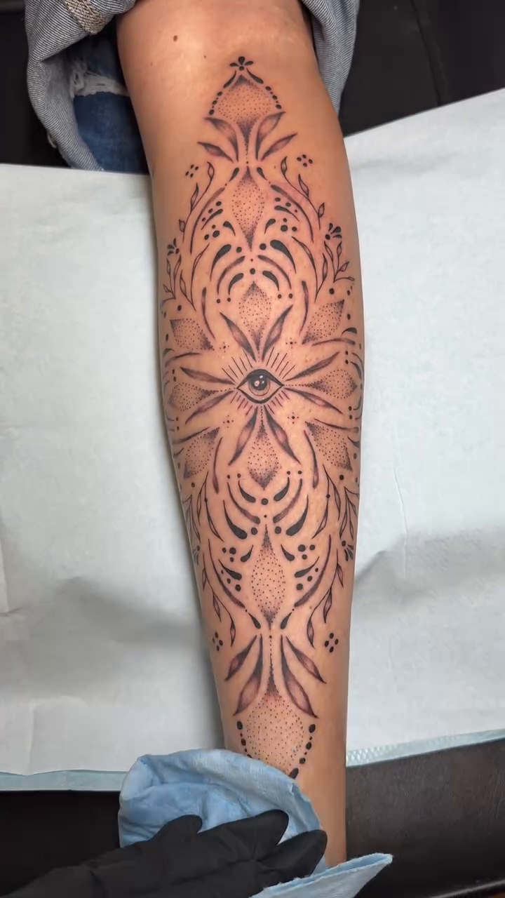 Tattoo by @chrystynamariee — geometric, dotwork
