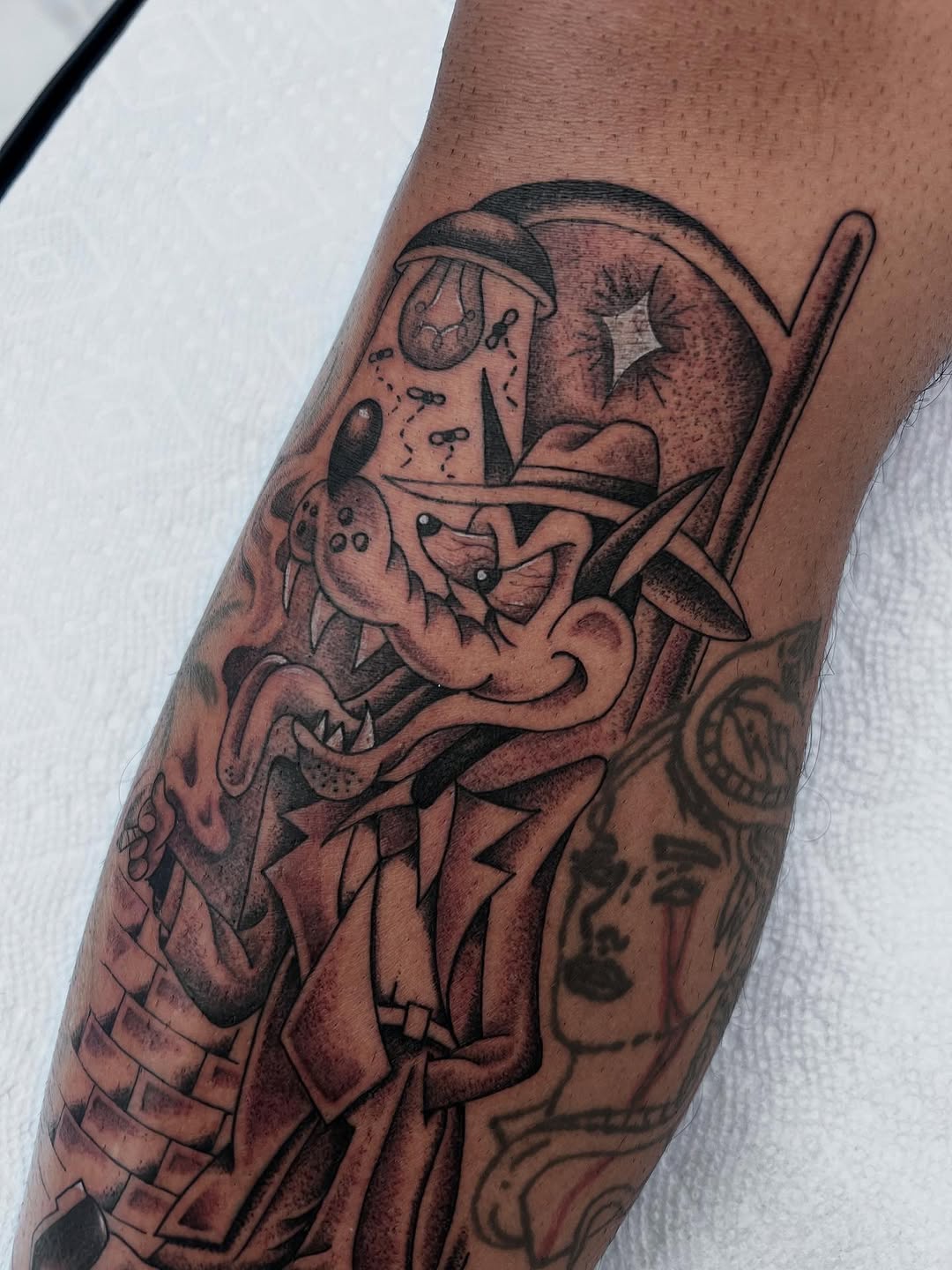 Tattoo by @peterpaychek — new_school, black_and_grey