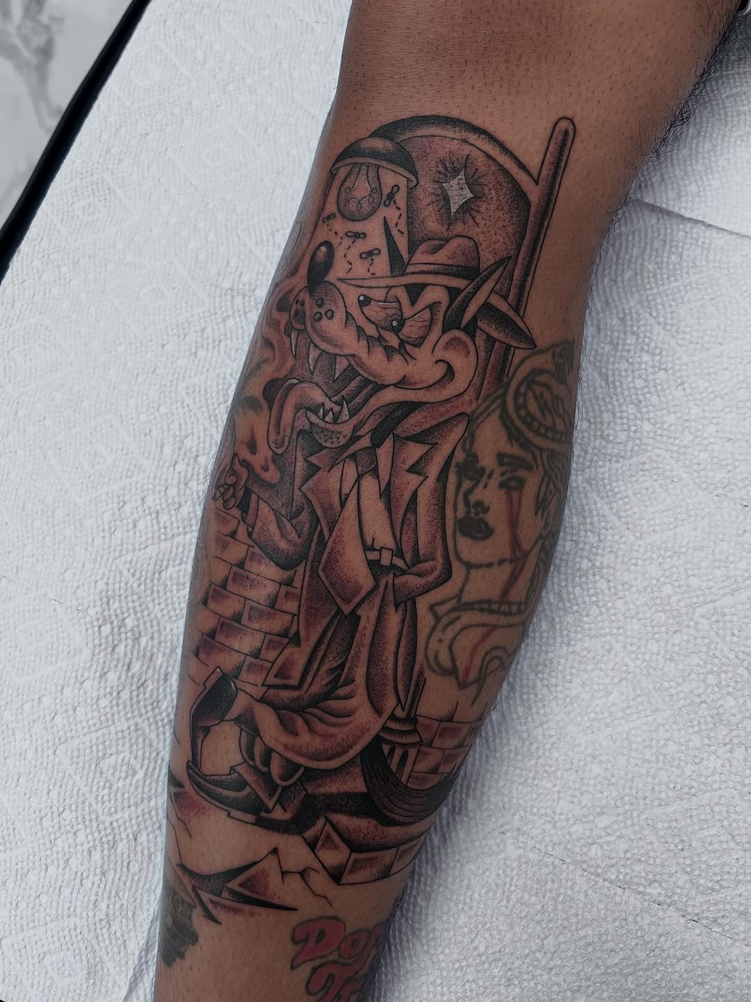 Tattoo by @peterpaychek — new_school, black_and_grey